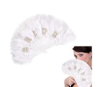 Sikweny Eventail Plume Motif Plumes Blanches Eventail Mariage Design Rétro Sans Bavures 1920s Feather Fan À Suspendre pour Représentations Sur Scène Rafraîchissement Quotidien Décoration