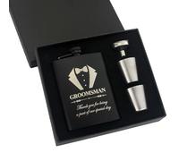 Sikweny Flasque A Alcool Avec 1 Entonnoir Et 2 Verres À Vin Flasques Acier Inoxydable Noir Mat Flask Corps En U Cadeau Temoin Mariage Finition Brossée pour Les Mariages Anniversaires Mariage