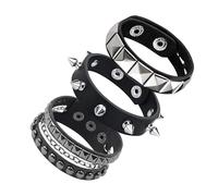 Sikweny Punk Matière Cuir Rock Agréable à Porter Bracelet en Cuir Punk Bouton Pression Bracelet Femme Réglable pour la Saint-Valentin Remises de Diplômes Anniversaires D'amitié