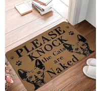 s'il Vous Plaît, Frappez Les Chats sont Tapis De Porte Imperméable Paillasson Exterieur Antidérapant Absorbant Paillasson pour Baignoire Balcon Porte D'Entrée 40 X 60Cm