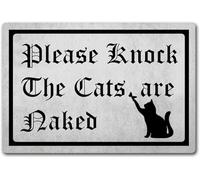 s'il Vous Plaît, Frappez Les Chats Tapis De Bain Lavable Paillasson Exterieur Imperméable Tapis De Porte pour Accessoires Maison Douche Couloir 40 X 60Cm
