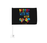 S'il vous plaît, jouez avec moi ! Je suis autiste. Clip de fenêtre pour drapeau de voiture, décoration de protection solaire, bannière double face 30 x 45 cm pour camion.