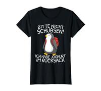 s'il Vous plaît ne Pas Pousser J'Ai yogourt dans Le Sac à Dos Pingouin T-Shirt Graphique avec Valeur, Femme, Noir, XL