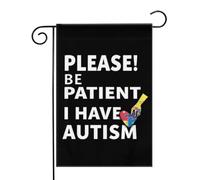 S'il vous plaît ! Soyez patient. Je suis autiste. Sensibilisation 1 Drapeaux de jardin (12,5 x 18 pouces) - Bannière aux couleurs éclatantes pour décoration extérieure de jardin et de maison