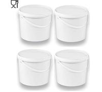 sil2018 4 seaux de 5 litres avec couvercle blanc, à lait/stockage empilables, miel, en plastique agrément alimentaire, récipients alimentaires, vides pour farine, eau, pièces