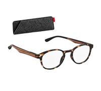 SILAC - Lunette Loupe Homme et Femme - 7302 - Brun Écaille - Polycarbonate Ovale - Branches Flex Imitation Bois - Grands Verres - Étui Inclus - Dioptrie +1,25