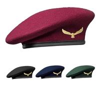 SILAK Casquette de style armée traditionnelle avec insigne aigle en métal - Inspiré du Che Guevara - Chapeau de béret français en laine pour hommes et femmes, marron, taille unique