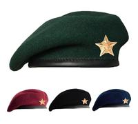 SILAK Casquette Style Armée Traditionnelle avec Badge Etoile Métal - Inspiré Che Guevara - Béret Français en Laine pour Homme Femme, vert, Taille unique