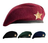 SILAK Casquette Style Armée Traditionnelle avec Badge Etoile Métal - Inspiré Che Guevara - Béret Français en Laine pour Homme Femme, Brun, Taille Unique