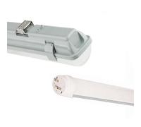 SILAMP Kit de Réglette LED étanche + Tube Néon LED 120cm T8 36W - Blanc Chaud 2300K - 3500K