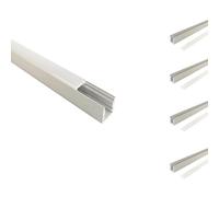 SILAMP Profilé Aluminium 1m pour Ruban LED avec Cache Blanc Opaque (Pack de 5)