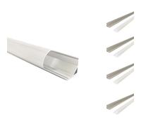 SILAMP Profilé Aluminium Angle 2m pour Ruban LED Couvercle Blanc Opaque (pack de 5)