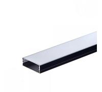 SILAMP Profilé Aluminium Noir 2m avec Cache Opaque Blanc