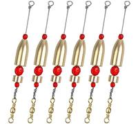 SILANON Carolina Lot de 6 bas de ligne de pêche en laiton pré-gréé avec perles et émerillons pour bar, eau salée et eau douce