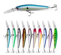 SILANON Kit de leurres de pêche à méné dur - Appâts à méné d'eau salée avec crochets aigus 3D yeux de poisson