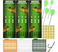 SILANON Kit de pêche à la carpe pour pêche à la carpe, bouillettes, appâts incurvés et barbelés avec fil tressé et bouchon d'appât en maïs