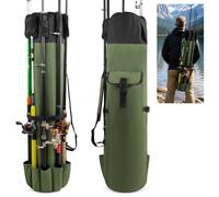 SILANON Sac de Transport pour Canne à pêche, Grande capacité, Sac de Rangement pour Moulinet de pêche, Sac à Dos pour la pêche et Les Voyages, Vert Kaki, Moderne