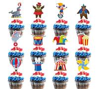 Silars 24pcs Décoration Gateau Cirque, Anniversaire, Journée de l'Enfance, Coloré, Carton, 10 cm x 0.1 cm
