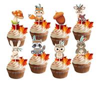 Silars Decoration Gateau Animaux de la Foret, 24pcs Deco Gateau Anniversaire Animaux de la Forêt Gateau Topper, Cake Topper Forêt Animaux pour Anniversaire Journée de l'Enfance Baby Shower