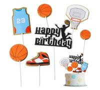 Silars Decoration Gateau Basketball, 7pcs Papier Deco Gateau Anniversaire Basketball Joyeux Anniversaire Cake Topper, Décorations de Gâteau Basketball Pour Fête et Festival