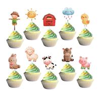 Silars Decoration Gateau Ferme, 20pcs Decoration Gateau Anniversaire Ferme Deco Gateau Animaux Ferme, Gateau Topper Animaux de la Ferme pour Anniversaire Journée de l'Enfance