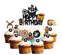 Silars Decoration Gateau Pirate, 7pcs Decoration Gateau Anniversaire Pirate Deco Gateau Pirate, Gateau Topper Pirate pour Anniversaire Carnaval Journée de l'Enfance