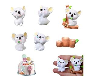 Silars Mini Koala Figurine pour Gateau, 7pcs Résine Miniature Koala Gateau Topper Mini Figurines Ornement Koalas pour Table Plante Pot Paysage Décor Ornement
