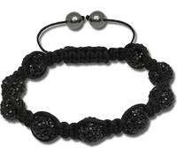 SilberDream 18-23cm Shamballa bracelet dames noir 9 boules zirconia D2SDA924