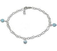 SilberDream 25cm Bracelet de cheville femme bleu clair Boule de verre Bijoux en argent véritable D2SDF011H