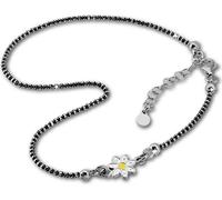 SilberDream 27cm Bracelet de cheville femme blanc jaune noirci fleur en argent véritable D2SDF2224K