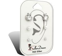 SilberDream 3 boucles d'oreilles Boucles d'oreilles en argent VRAI Set Zirconia perle artificielle bijoux de marque de haute qualité idéal comme idée de cadeau pour anniversaire mariage emballage orig