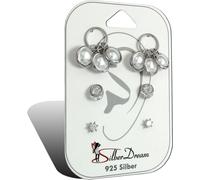 SilberDream 3 boucles d'oreilles Boucles d'oreilles en argent VRAI Set Zirconia Perle artificielle Bijoux de marque de haute qualité Idéal comme idée de cadeau pour un anniversaire Mariage Emballage o