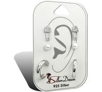 SilberDream 3 boucles d'oreilles Boucles d'oreilles en argent VRAI Set Zirconia perle artificielle bijoux de marque de haute qualité idéal comme idée de cadeau pour anniversaire mariage emballage orig