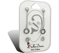 SilberDream 3 boucles d'oreilles Boucles d'oreilles en argent VRAI Set Zirconia perle artificielle bijoux de marque de haute qualité idéal comme idée de cadeau pour anniversaire mariage emballage orig