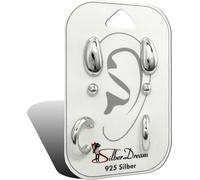 SilberDream 3 boucles d'oreilles Boucles d'oreilles VRAI argent Set de bijoux de marque de haute qualité idéal comme idée de cadeau pour un anniversaire de mariage y compris l'emballage original D2SDS