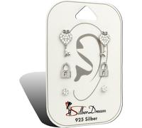 SilberDream 3 boucles d'oreilles Boucles d'oreilles VRAI argent Set zirconium bijoux de marque de haute qualité idéal comme idée de cadeau pour anniversaire mariage emballage original inclus D2SDS613W