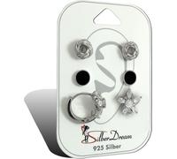 SilberDream 3 pcs boucles d'oreilles clous d'oreilles VRAI argent émaillé set zirconium bijoux de marque de haute qualité idéal comme idée de cadeau pour anniversaire mariage emballage original inclus
