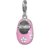 SilberDream 925 Charm fille chaussure fleur argent pendentif rose zircon D2FC853P
