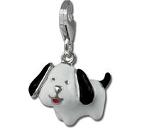 SilberDream 925 Charm petit chien en argent 925 émaillé Pendentif bracelet noir et blanc D2FC886W