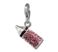 Silberdream Biberon Tétine Breloque Rose Zircone Pendentif Femme Argent 925 Gsc555a
