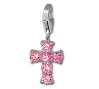 Silberdream Bijoux À Breloques Pendentif En Argent Véritable 925 Croix Rose Zircone Fc205p