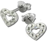 SilberDream blanc Boucles d'oreilles cœur ouvert zirconium 925 argent GSO402W