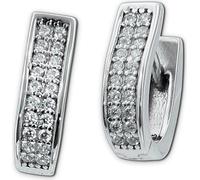 SilberDream blanc Boucles d'oreilles Double Zirconia Femme 925 Argent Créoles SDO4408W