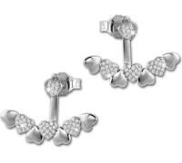 SilberDream blanc Boucles d'oreilles Ear Cuff Coeurs Zirconia 925 Argent GSO445W