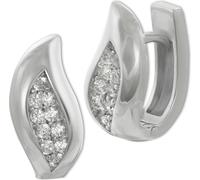 SilberDream blanc Boucles d'oreilles Leaf Zirconia Femme 925 Argent Créoles SDO4356W