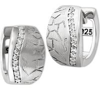 SilberDream blanc Boucles d'oreilles Vague Zirconia Femme 925 Argent Créoles SDO4308W