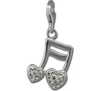 SilberDream blanc Charm double note coeur zirconium argent Charms pendentif GSC553W