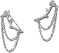 SilberDream blanc Ear Cuff Coeur Chaîne Zirconia 925 Argent Colliers d'oreilles GSO454W