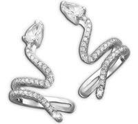 SilberDream blanc ensemble de boucles d'oreilles serpent zirconia femme 925 argent pince-oreilles GSO470W