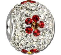 SilberDream blanc rouge fleur zirconia bijoux 925 argent perle GSB301